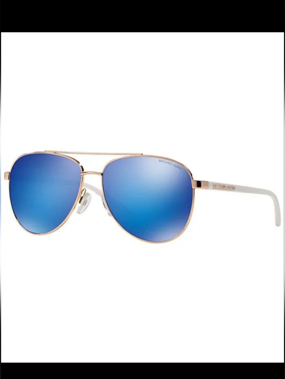 Michael Kors Hvar Sunglasses In Rose Gold w/ Blue Mirror Lenses